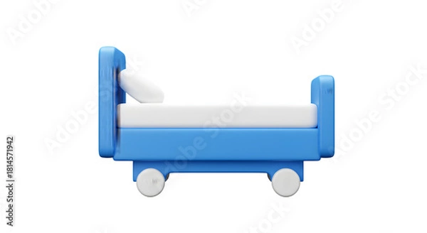 Obraz Blue and white glossy bed stands out for furniture product staging or branding.