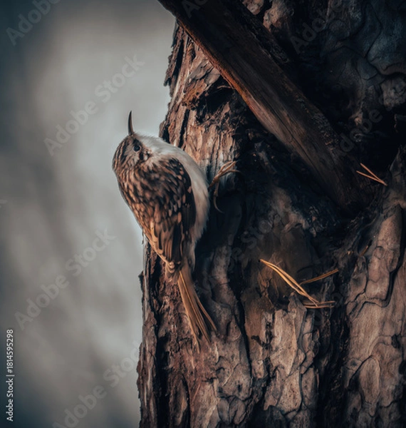 Fototapeta a treecreeper bird on a tree