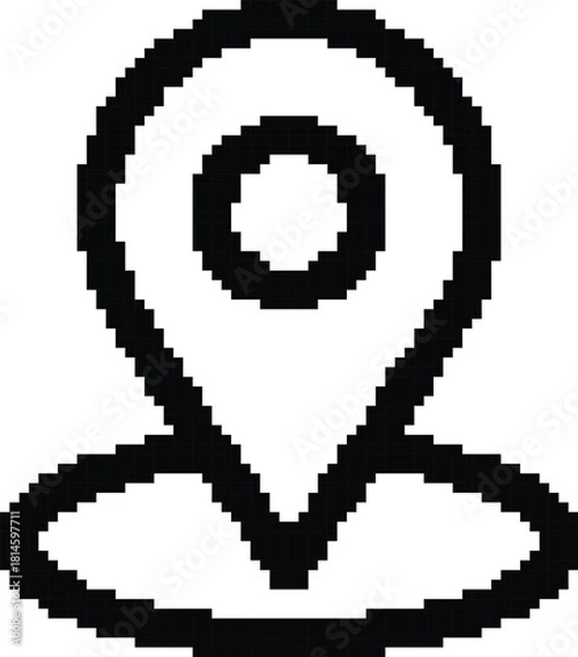 Fototapeta Hand made Pixel art location pin icon simple black and white vector illustration perfect for app and web design By illustrator
