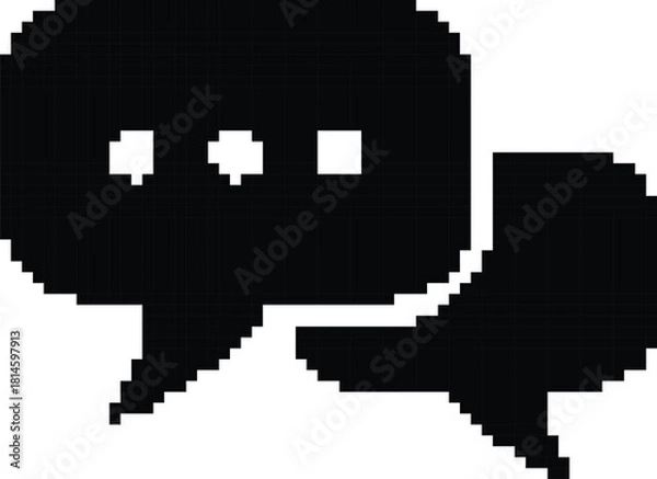 Fototapeta Hand made Pixelated speech bubble icon simple black glyph vector for user interface and app design By illustrator