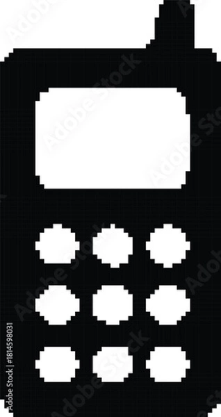Obraz Hand made Black and white cellphone icon simple flat vector glyph By illustrator for app design and user interface