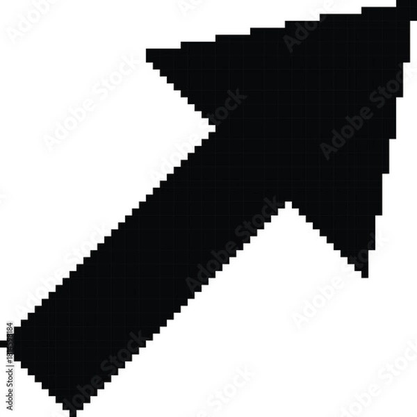 Fototapeta Hand made Pixelated arrow icon pointing upwards simple black glyph for user interface design By illustrator