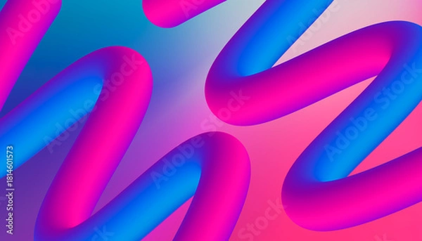 Fototapeta Vibrant Neon 3D Abstract Tube Pattern Background