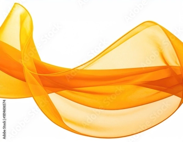 Fototapeta Flowing orange sheer fabric against a white background