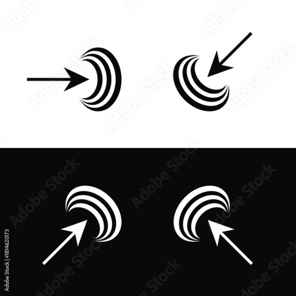 Fototapeta Dynamic arrow icon collection for modern web design and user interface projects, featuring sleek direction indicators on contrasting backgrounds