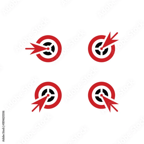 Fototapeta Precision target achieved with striking red arrow, a powerful symbol of focus and success in business strategy and marketing goals for maximum impact
