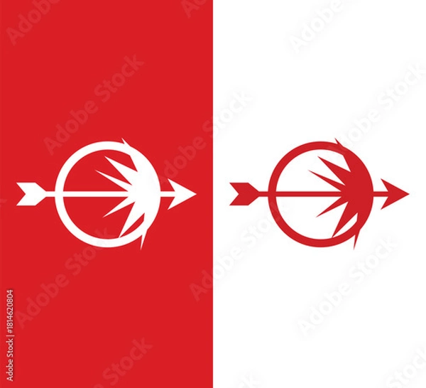 Obraz Dynamic red and white arrow symbol for powerful brands, modern logos, and striking graphic designs, perfect for impactful visual communication projects