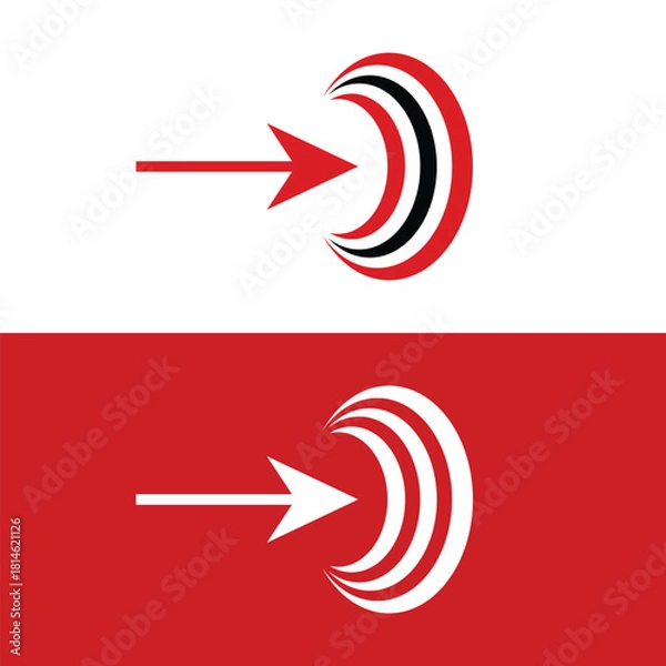 Fototapeta Dynamic arrows pointing to a target, perfect for a modern logo design or branding concept, symbolizing focus, direction, and achieving goals in a sleek and minimalist style