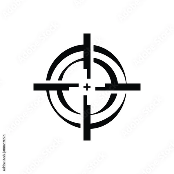 Fototapeta Sharp black target symbol with crosshairs for precision marketing, perfect for advertising focus, aiming, or achieving goals in a modern design