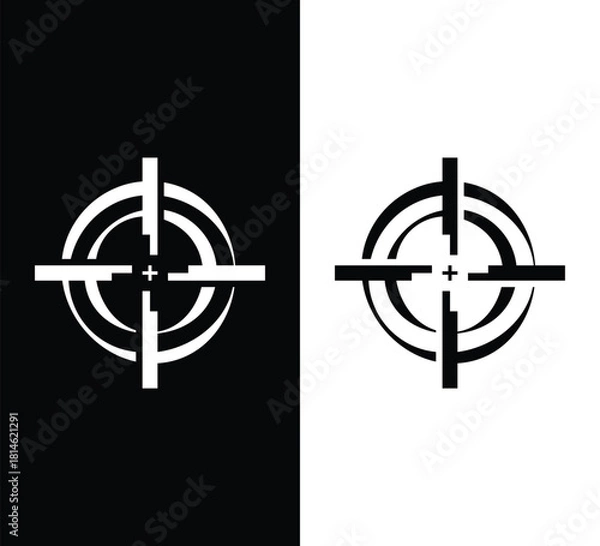 Obraz Modern black and white target symbols representing precision and accuracy, perfect for design projects needing a powerful, focused graphic element