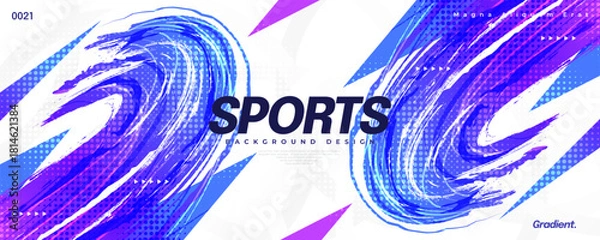 Fototapeta Abstract and Dynamic Sport Background in Colorful Gradient Style and Halftone Effect. Banner, Poster, or Cover Templates for Sports, Fitness, or Events
