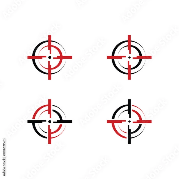 Obraz Precision target scopes offer accuracy and focus for success, available in red and black colors, perfect for marketing and business materials!