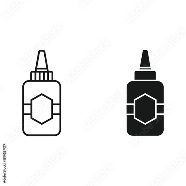 Fototapeta Simple outline and solid icon of a glue bottle