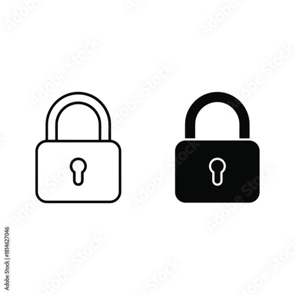 Fototapeta Simple black and white icons of padlocks for security and protection concepts