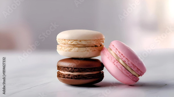 Obraz macaroons on a wooden table