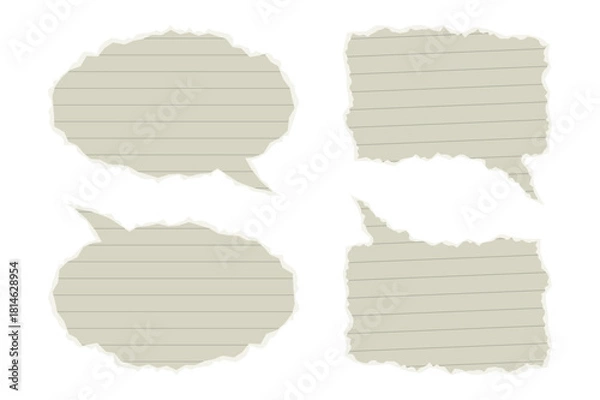 Fototapeta Torn paper speech bubbles wrinkled lined chat boxes vector set