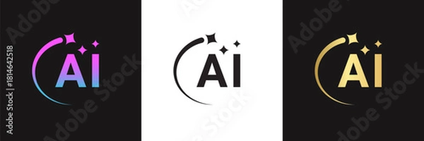 Obraz AI logo set. Vector illustration