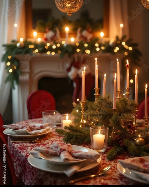 Obraz Christmas Dinner Table Setting