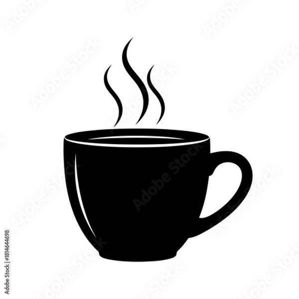 Fototapeta Black coffee cup with steam isolated on