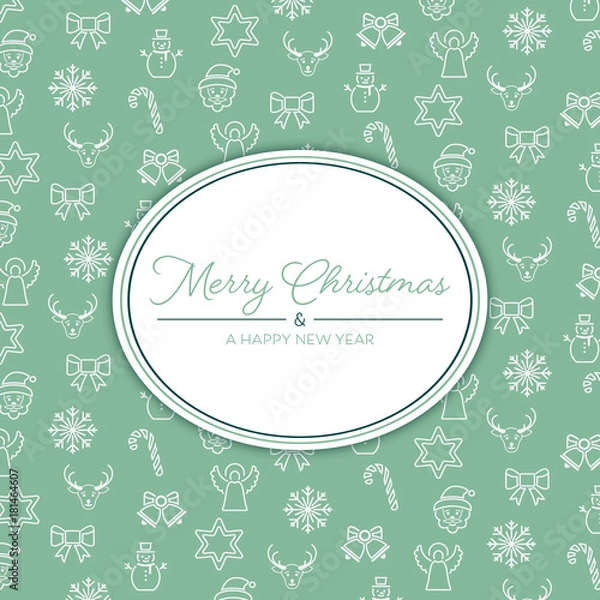 Fototapeta Merry Christmas - Hintergrund mit Textfeld (Grün)