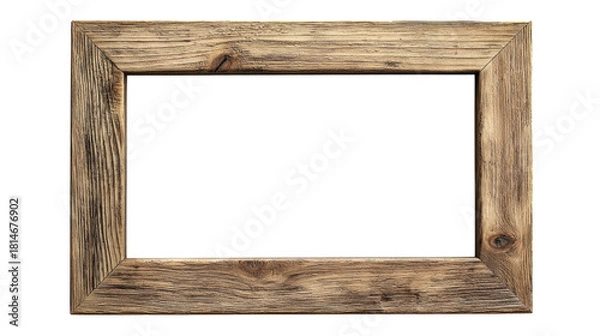 Fototapeta Rustic Wood Frame, Empty Display, Isolated on Transparent Background, Texture, Rustic, Aged, Woodwork, Boundary Frame, Rustic, Aged, Woodwork