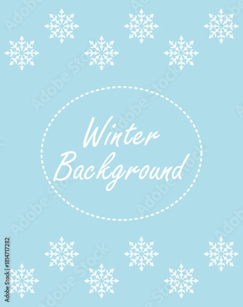 Fototapeta Card template with a snowflake border and round space for text