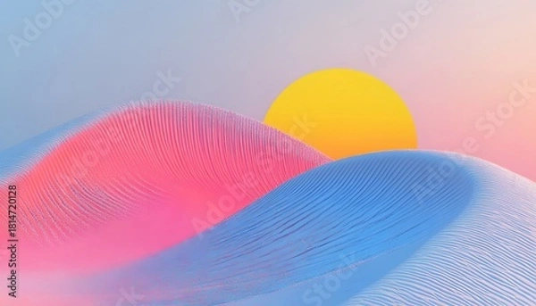 Fototapeta Surreal sunset�with�abstract dunes