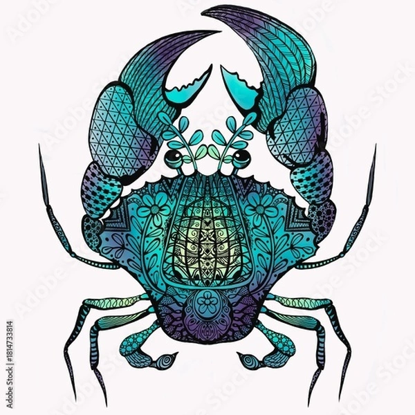 Obraz crab in blue tones with pattern 