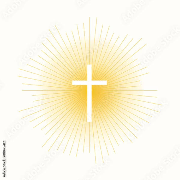 Obraz krzyż w światłach słońca