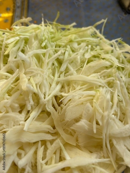 Obraz fresh green beans, chopped cabbage