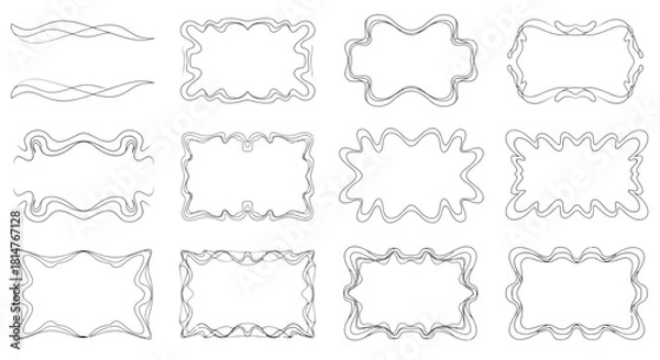 Obraz Collection of hand drawn doodle frames and dividers isolated on for design element