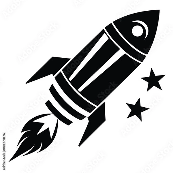 Fototapeta firework rocket black and white silhouette