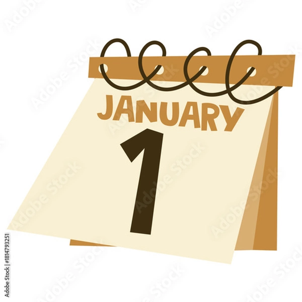 Obraz New Year Calendar Vector, 1 January calendar vector