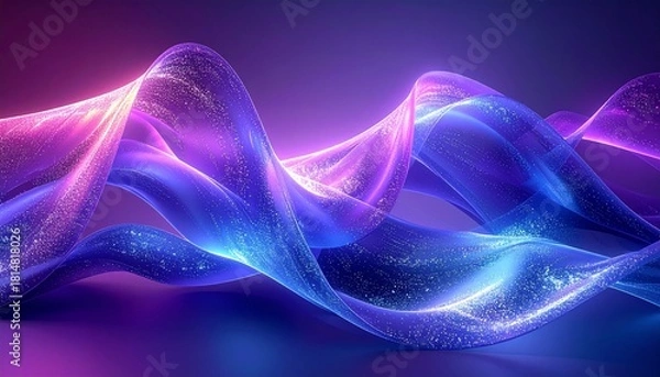 Fototapeta Abstract flowing light waves with a purple and pink gradient creating a sense of ethereal movement and energy