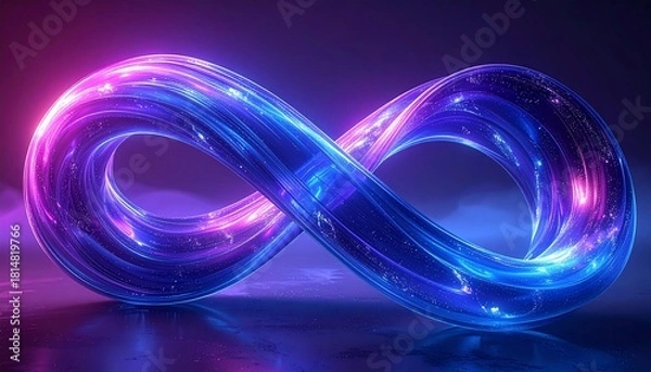 Fototapeta Glowing Infinity Symbol Modern Design with Futuristic Aesthetics, Infinite possibilities concept