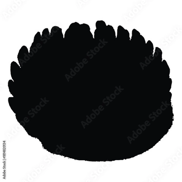 Obraz Black silhouette of a circular, textured shape with a serrated edge on white circle