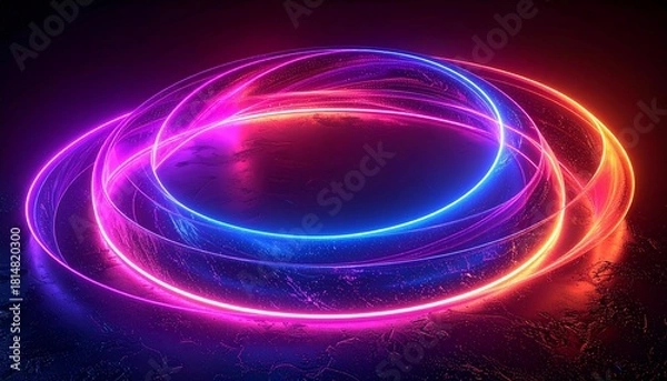 Fototapeta Glowing Abstract Rings A Vibrant Circular Neon Light Display