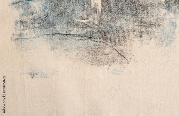 Fototapeta Grunge beige gray, black dirty canvas denim fabric painting art stain grain texture background.