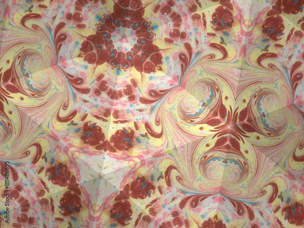 Obraz Kaleidoscope texture of ebru pattern. Mosaic colorful marble background. Beautiful artwork surface.