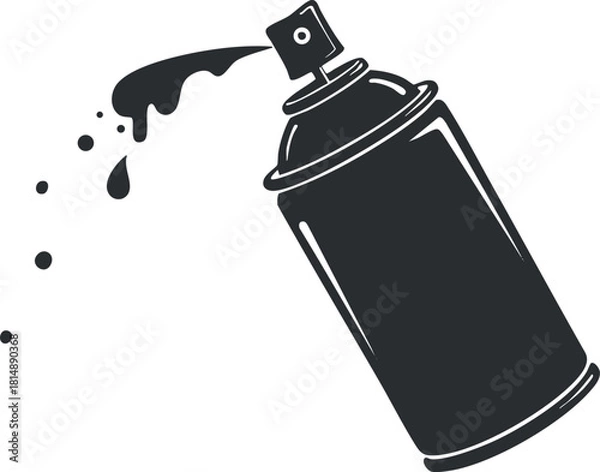 Obraz Stylish black and white vector illustration of a spray paint can with ink droplets, ideal for urban art projects