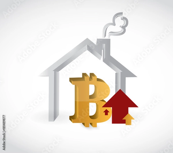 Fototapeta bitcoin real estate purchase prices up concept