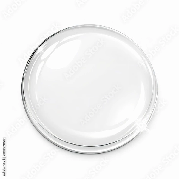 Obraz Top view of a clear petri dish, isolated on white background, perfect for scientific or medical presentations