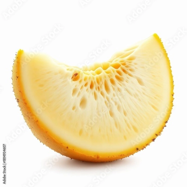 Obraz Slice of horned melon isolated on white background shows unique texture and vibrant color, a refreshing tropical fruit