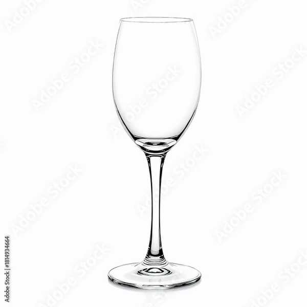 Obraz Elegant empty wine glass isolated on white background, showcasing its delicate stem and bowl, perfect for any occasion