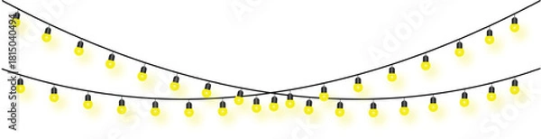 Fototapeta Twinkling Amber Fairy Lights with Warm Golden Garland and Festive Hanging Bulbs Creating a Holiday Celebration Glow