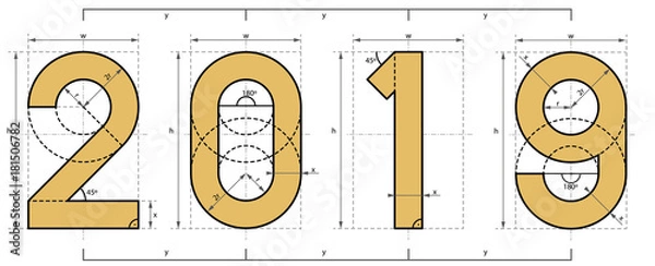 Fototapeta 2019 Year Technical Project Design