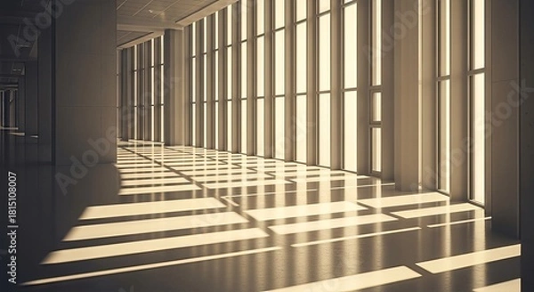 Fototapeta Illuminating Architecture: A Dance of Light and Shadow in an Empty Interior