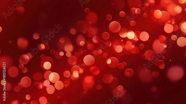 Obraz Abstract Red Bokeh Background with Warm Light and Blurred Circles for Festive Holiday Design