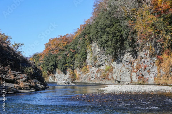 Fototapeta 田舎の渓谷の紅葉