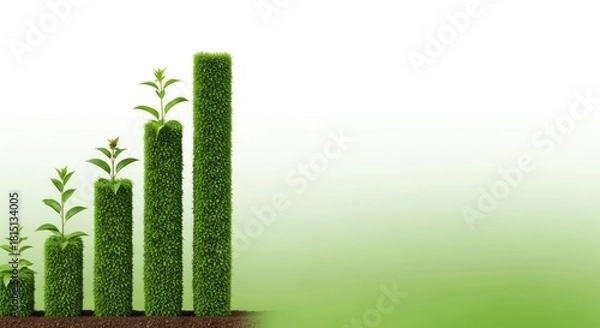 Obraz Conceptual sustainable growth: Green plant growth chart representing success